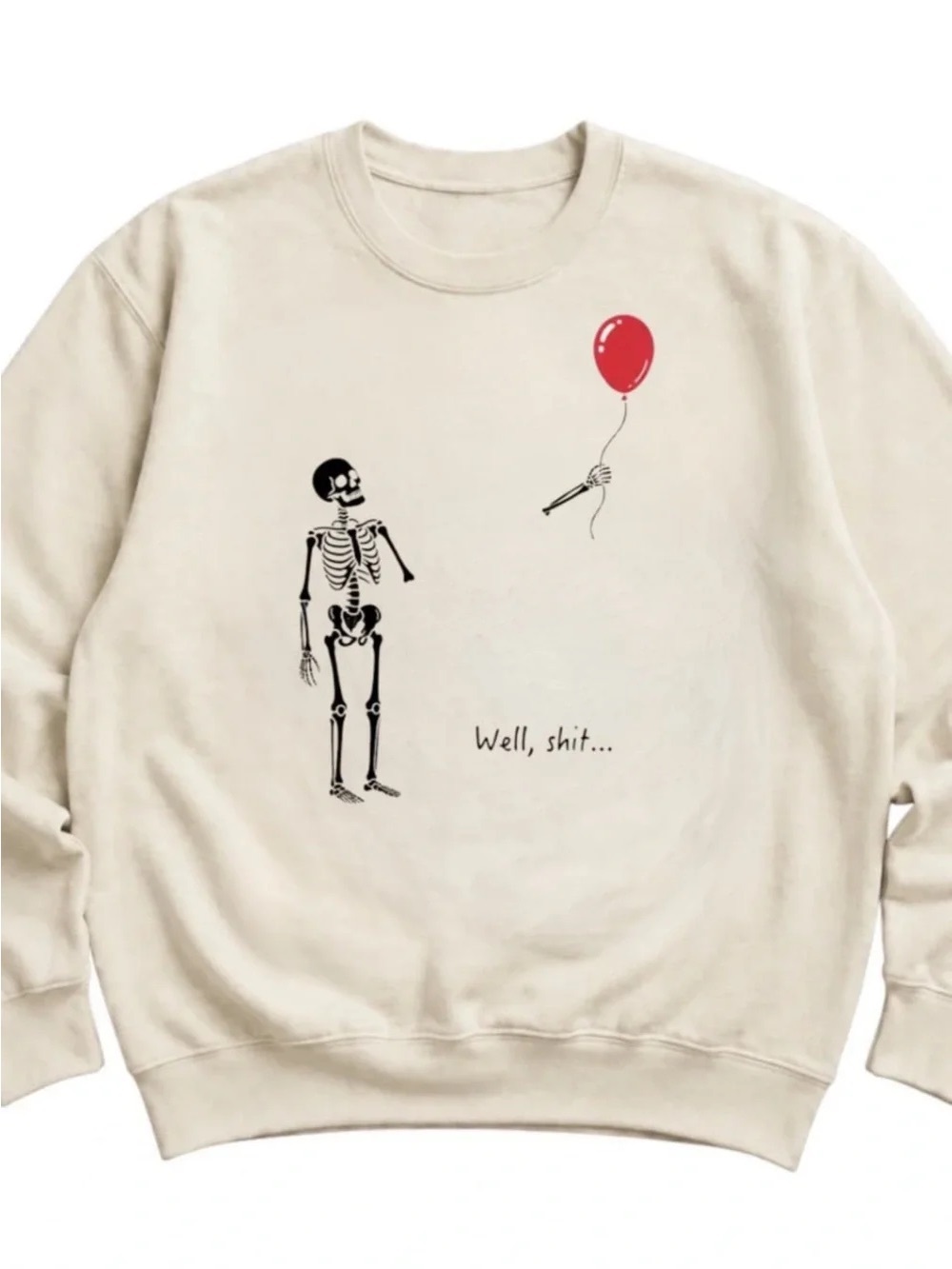 Cream Skeleton & Red Balloon Graphic
Crewneck Sweatshirt